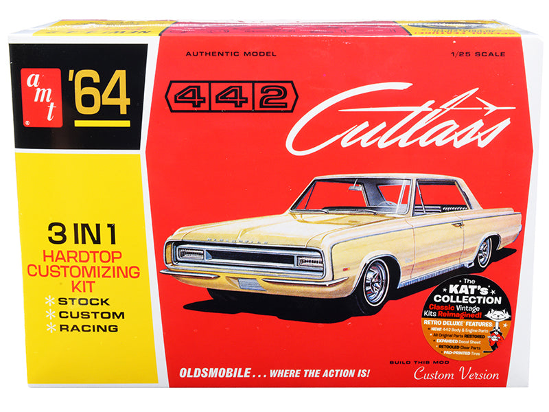 Skill 2 Model Kit 1964 Oldsmobile Cutlass 442 Hardtop 3-in-1 Kit 1/25 Scale Model by AMT  free shipping USA