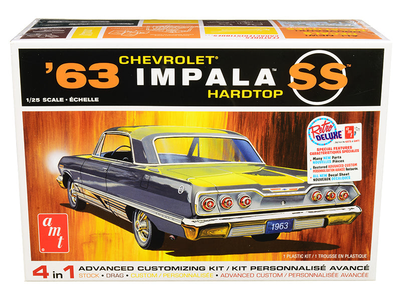 Skill 2 Model Kit 1963 Chevrolet Impala SS Hardtop 4 in 1 Kit 1/25 Scale Model by AMT  free shipping USA