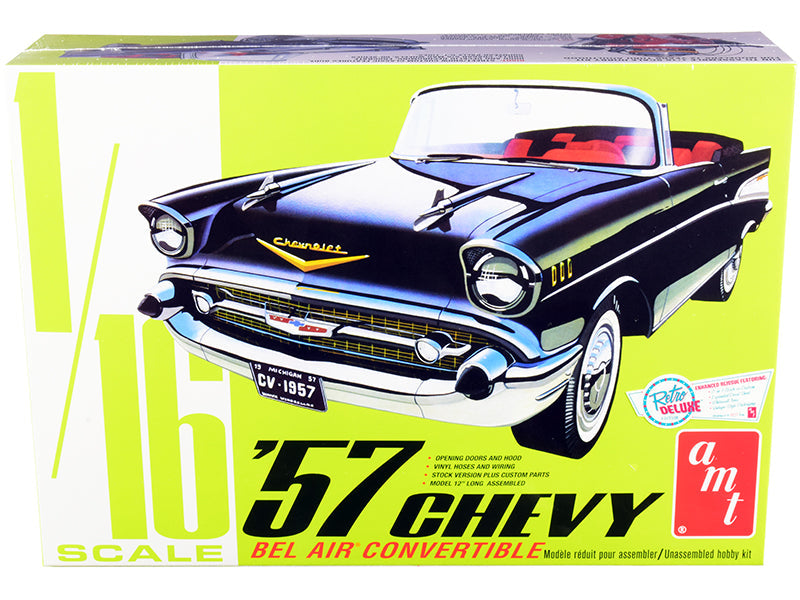 Skill 3 Model Kit 1957 Chevrolet Bel Air Convertible 2-in-1 Kit 1/16 Scale Model by AMT  free shipping USA