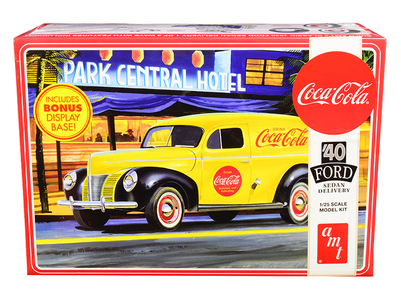 Skill 3 Model Kit 1940 Ford Sedan Delivery Van "Coca-Cola" with Display Base 1/25 Scale Model by AMT  free shipping USA