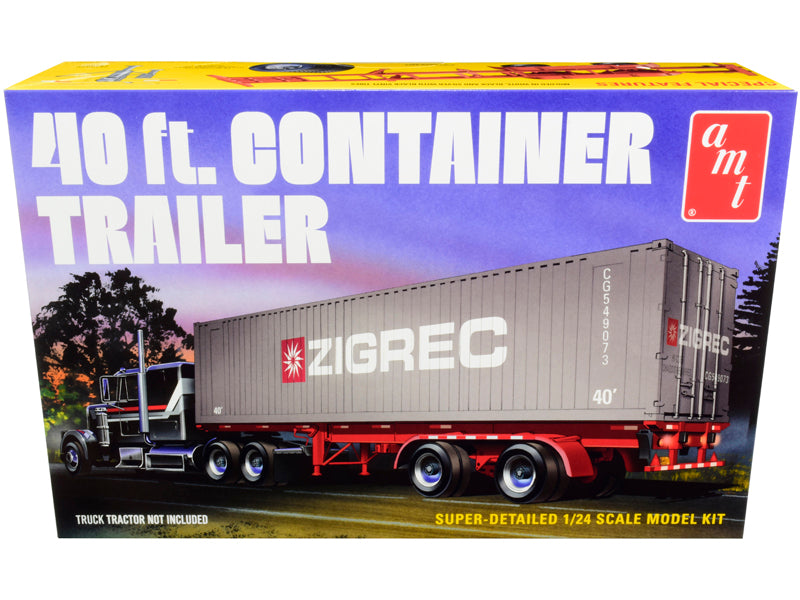 Skill 3 Model Kit 40' Container Trailer 1/24 Scale Model by AMT  free shipping USA