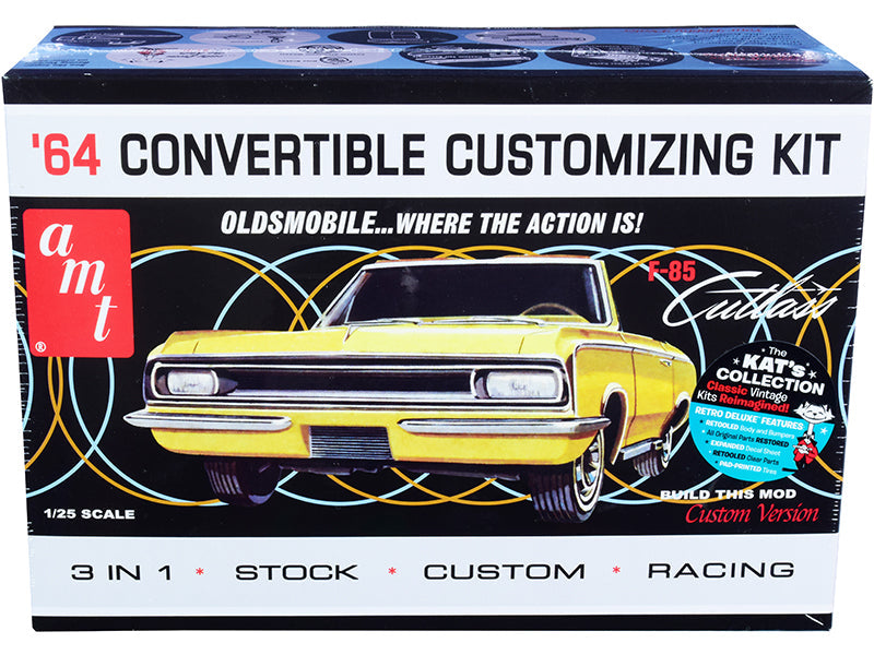 Skill 2 Model Kit 1964 Oldsmobile Cutlass F-85 Convertible 3-in-1 Kit 1/25 Scale Model by AMT  free shipping USA