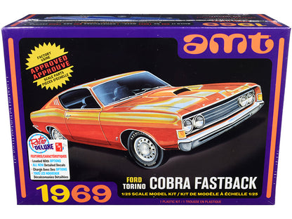 Skill 2 Model Kit 1969 Ford Torino Cobra Fastback 3-in-1 Kit 1/25 Scale Model by AMT  free shipping USA