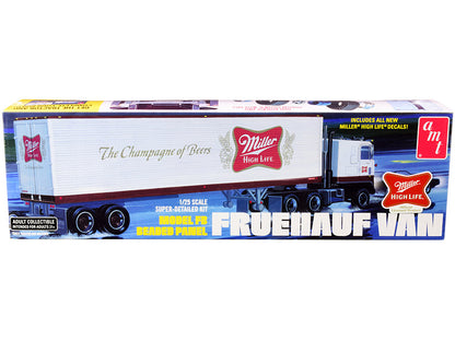 Skill 3 Model Kit Fruehauf FB Beaded Panel Van Trailer "Miller" 1/25 Scale Model by AMT  free shipping USA