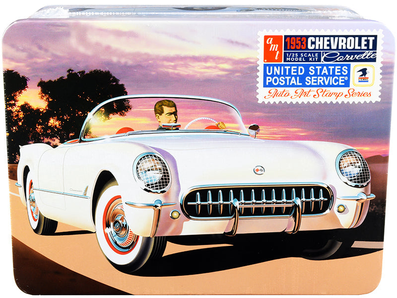 Skill 2 Model Kit 1953 Chevrolet Corvette "USPS" (United States Postal Service) Themed Collectible Tin 1/25 Scale Model by AMT  free shipping USA