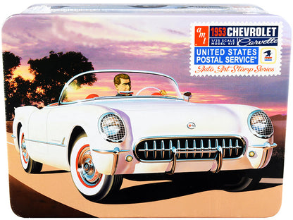 Skill 2 Model Kit 1953 Chevrolet Corvette "USPS" (United States Postal Service) Themed Collectible Tin 1/25 Scale Model by AMT  free shipping USA