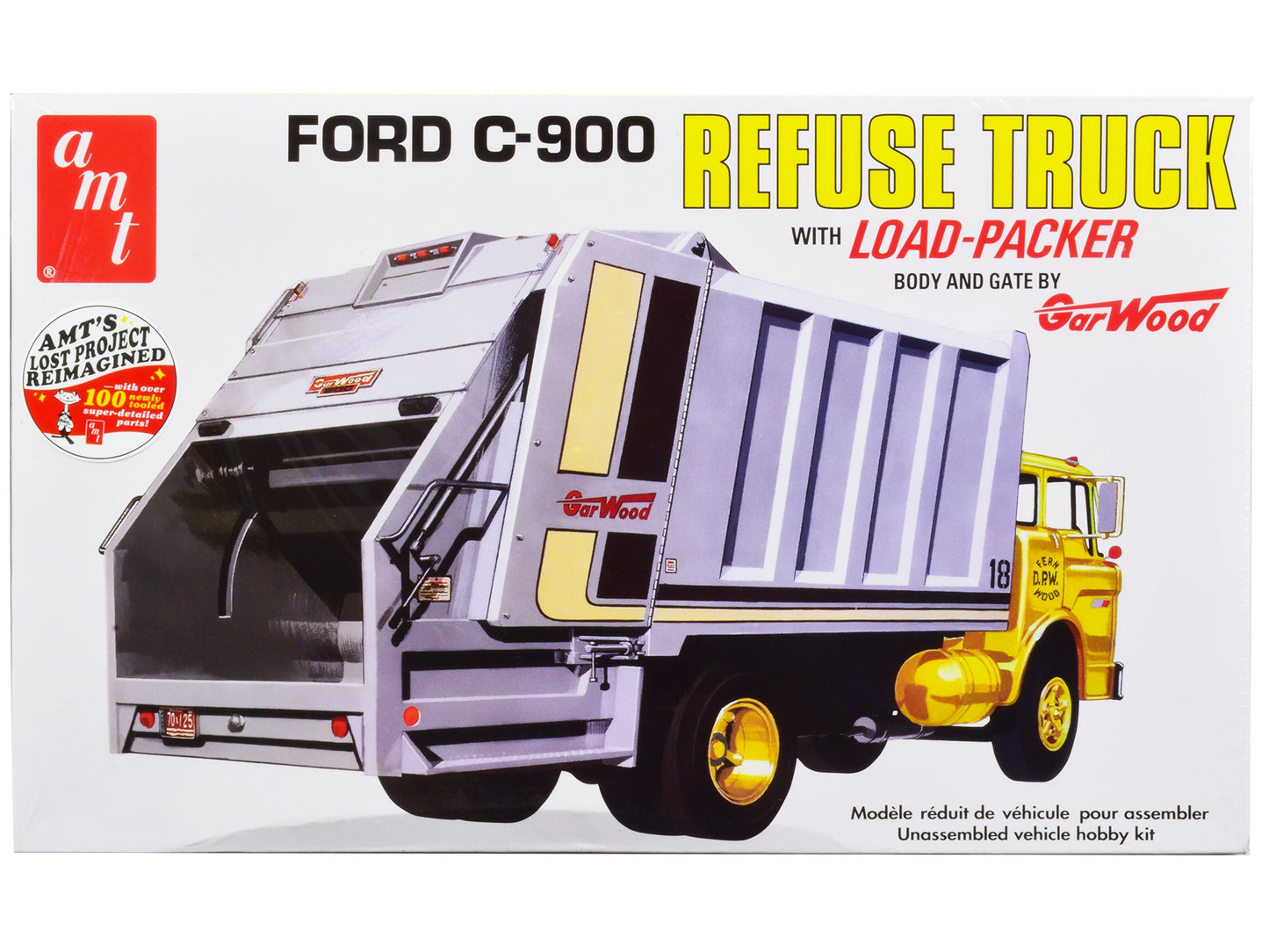 Skill 3 Model Kit Ford C-900 GarWood Refuse Garbage Truck with Load-Packer 1/25 Scale Model by AMT  free shipping USA