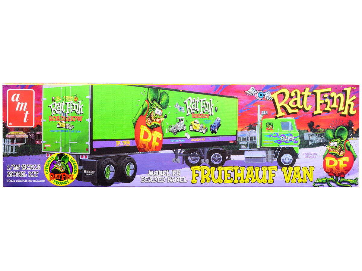 Skill 3 Model Kit Fruehauf FB Beaded Panel Van Trailer "Rat Fink" 1/25 Scale Model by AMT  free shipping USA