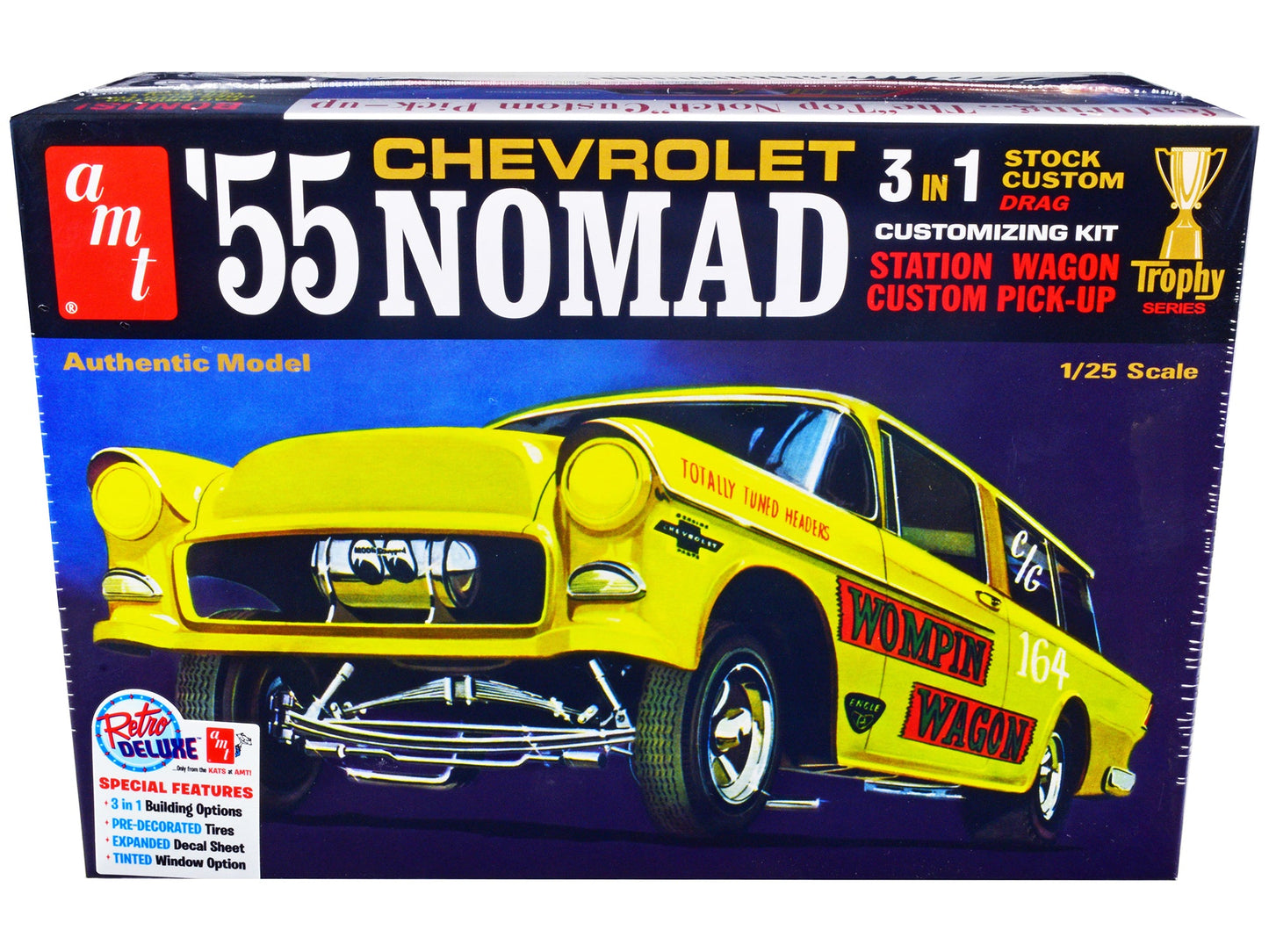 Skill 2 Model Kit 1955 Chevrolet Nomad 3-in-1 Kit "Trophy Series" 1/25 Scale Model by AMT  free shipping USA