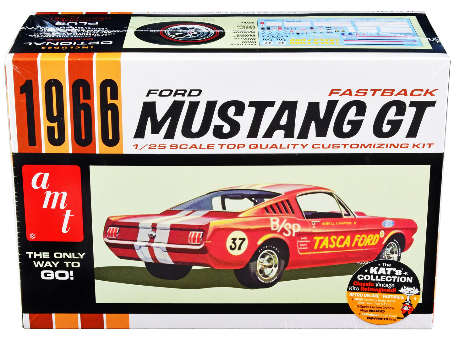 Skill 2 Model Kit 1966 Ford Mustang GT Fastback 1/25 Scale Model by AMT  free shipping USA