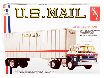 Skill 3 Model Kit Ford C900 Truck Tractor with Trailer "U.S. Mail" 1/25 Scale Model by AMT  free shipping USA