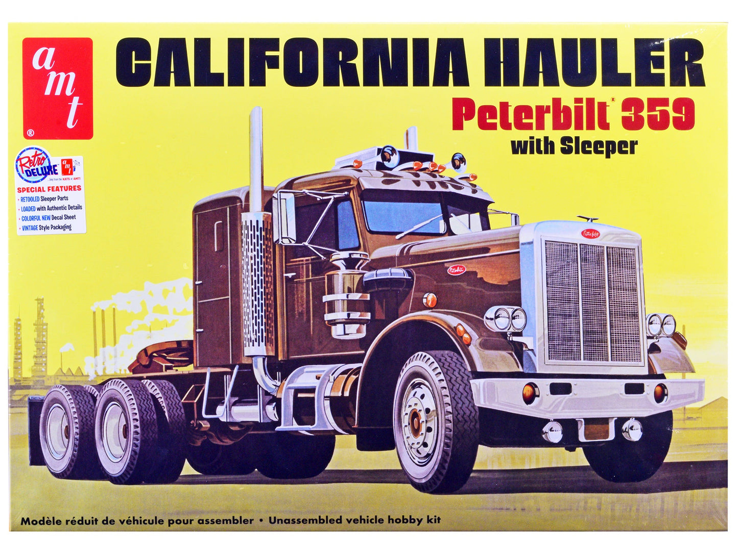Skill 3 Model Kit Peterbilt 359 California Hauler with Sleeper Cab 1/25 Scale Model by AMT  free shipping USA