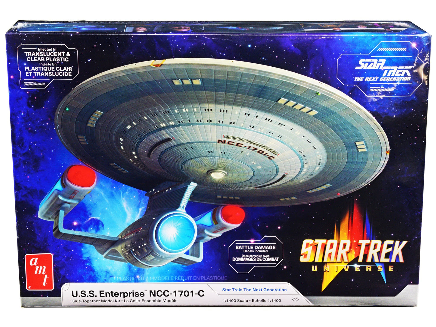 Skill 2 Model Kit U.S.S. Enterprise NCC-1701-C Space Ship "Star Trek: The Next Generation" (1987) TV Series 1/1400 Scale Model by AMT  free shipping USA