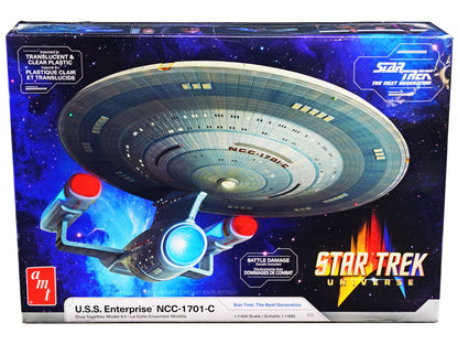 Skill 2 Model Kit U.S.S. Enterprise NCC-1701-C Space Ship "Star Trek: The Next Generation" (1987) TV Series 1/1400 Scale Model by AMT  free shipping USA
