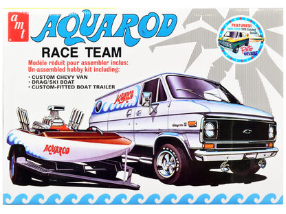 Skill 2 Model Kit Chevrolet Custom Van with Drag/Ski Boat and Trailer "Aqua Rod Race Team" 1/25 Scale Model by AMT  free shipping USA