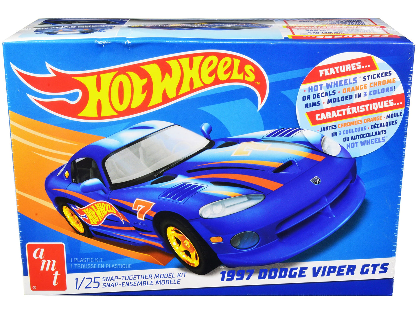 Skill 1 Snap Model Kit 1997 Dodge Viper GTS "Hot Wheels" 1/25 Scale Model by AMT  free shipping USA