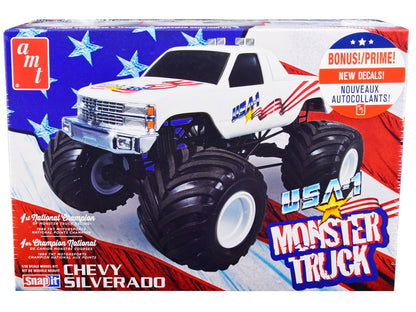 Skill 1 Snap Model Kit Chevrolet Silverado "USA-1" Monster Truck 1/32 Scale Model by AMT  free shipping USA