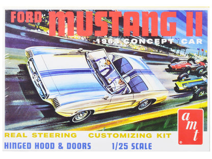 Skill 2 Model Kit 1963 Ford Mustang II Concept Car 1/25 Scale Model by AMT  free shipping USA
