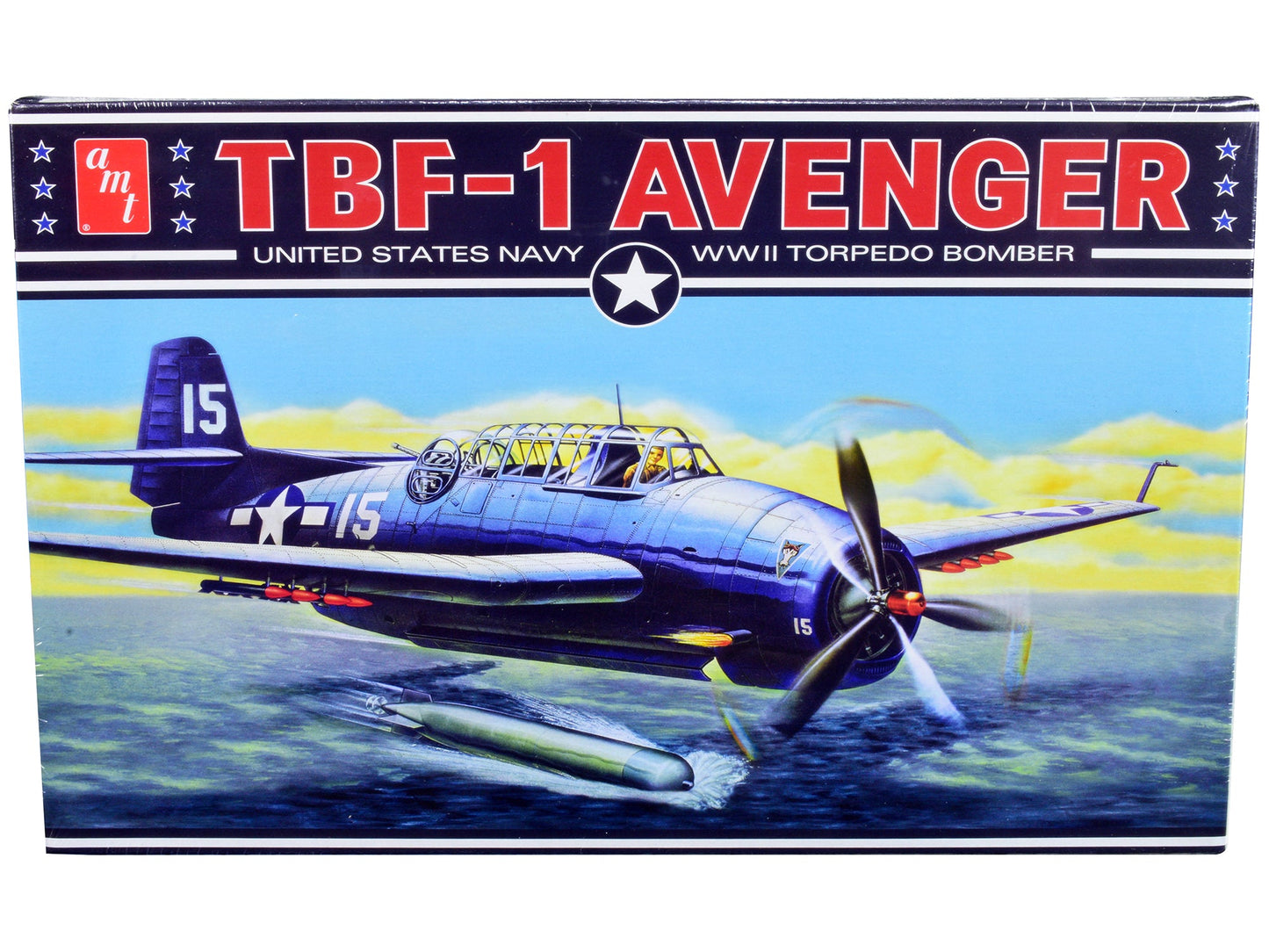 Skill 2 Model Kit Grumman TBF-1 Avenger Torpedo Bomber "United States Navy - WWII" 1/48 Scale Model by AMT  free shipping USA