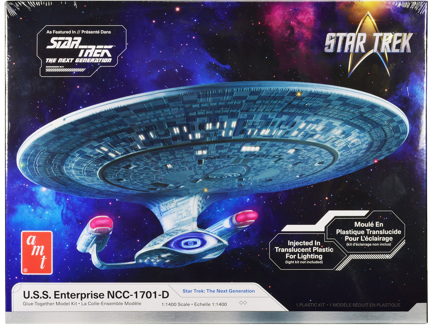 Skill 2 Model Kit U.S.S. Enterprise NCC-1701-D Space Ship "Star Trek: The Next Generation" (1987-1994) TV Series 1/1400 Scale Model by AMT  free shipping USA