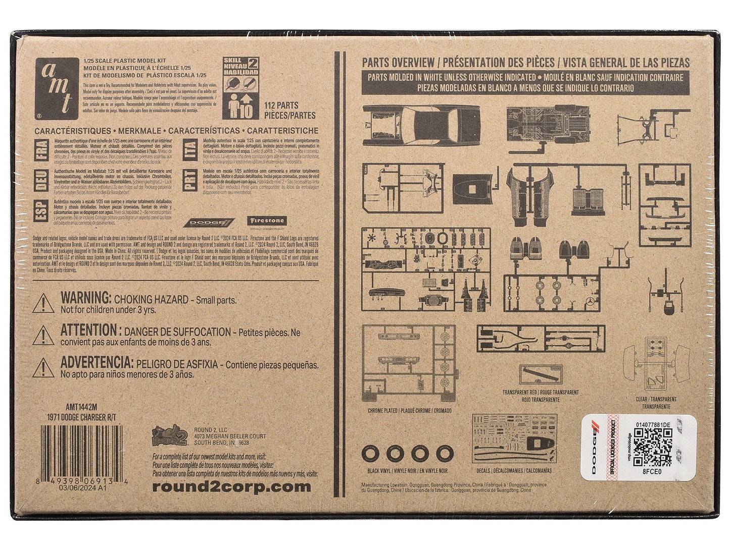 Skill 2 Model Kit 1971 Dodge Charger R/T 1/25 Scale Model by AMT
