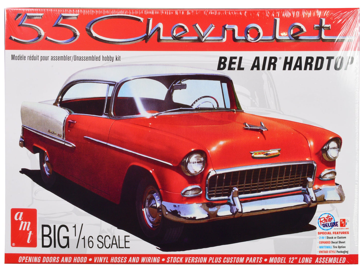Skill 3 Model Kit 1955 Chevrolet Bel Air Hardtop 1/16 Scale Model by AMT  free shipping USA