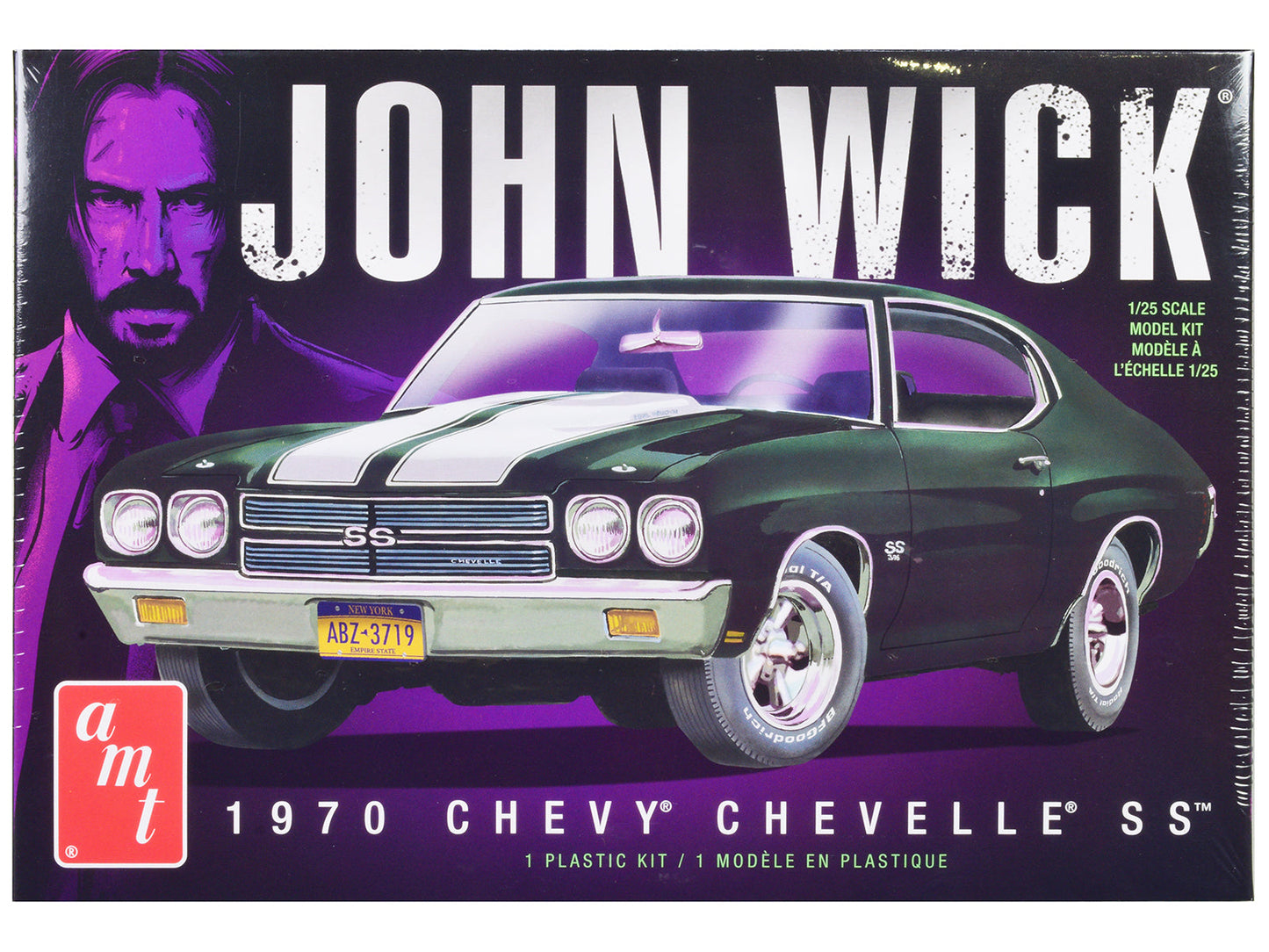Skill 2 Model Kit 1970 Chevrolet Chevelle SS "John Wick" (2014) Movie 1/25 Scale Model by AMT  free shipping USA