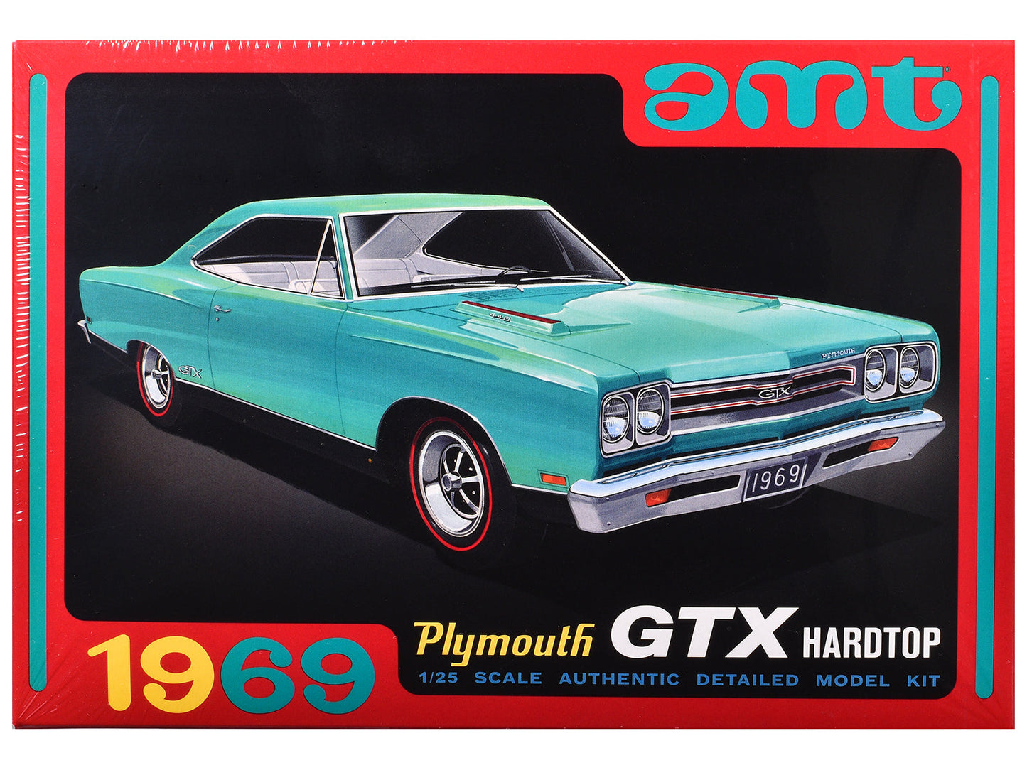 Skill 2 Model Kit 1969 Plymouth GTX Hardtop 1/25 Scale Model by AMT  free shipping USA
