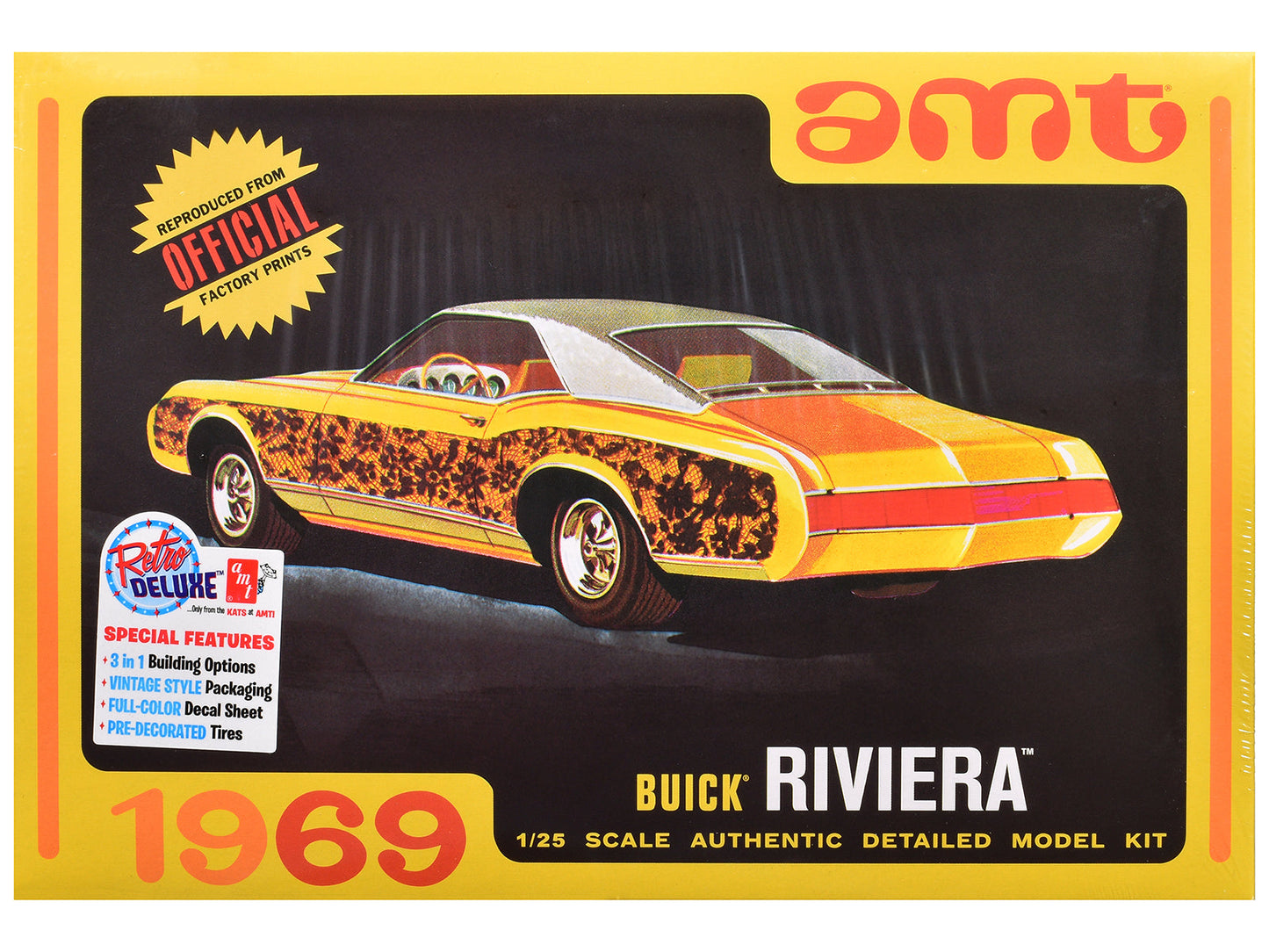 Skill 2 Model Kit 1969 Buick Riviera 1/25 Scale Model by AMT  free shipping USA
