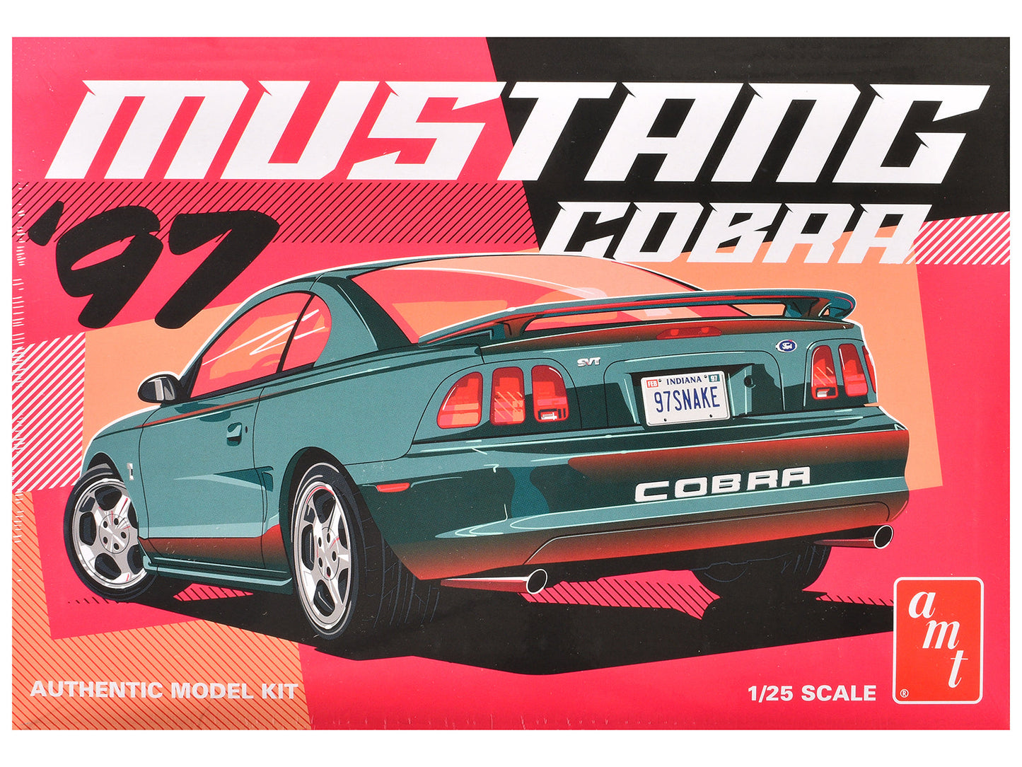 Skill 2 Model Kit 1997 Ford Mustang Cobra 1/25 Scale Model by AMT  free shipping USA