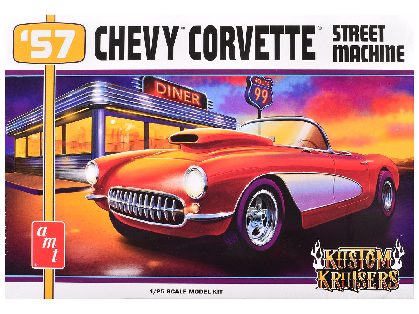 Skill 2 Model Kit 1957 Chevrolet Corvette Street Machine "Kustom Kruisers" Series 1/25 Scale Model by AMT  free shipping USA