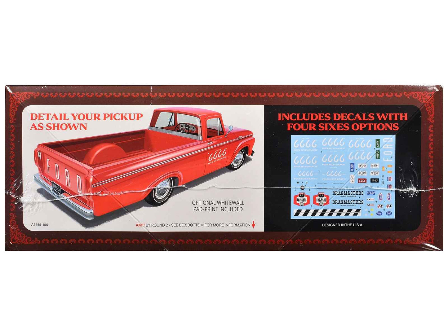 Skill 2 Model Kit 1963 Ford F-100 Pickup Truck "Four Sixes Ranch" 3-in-1 Kit 1/25 Scale Model by AMT