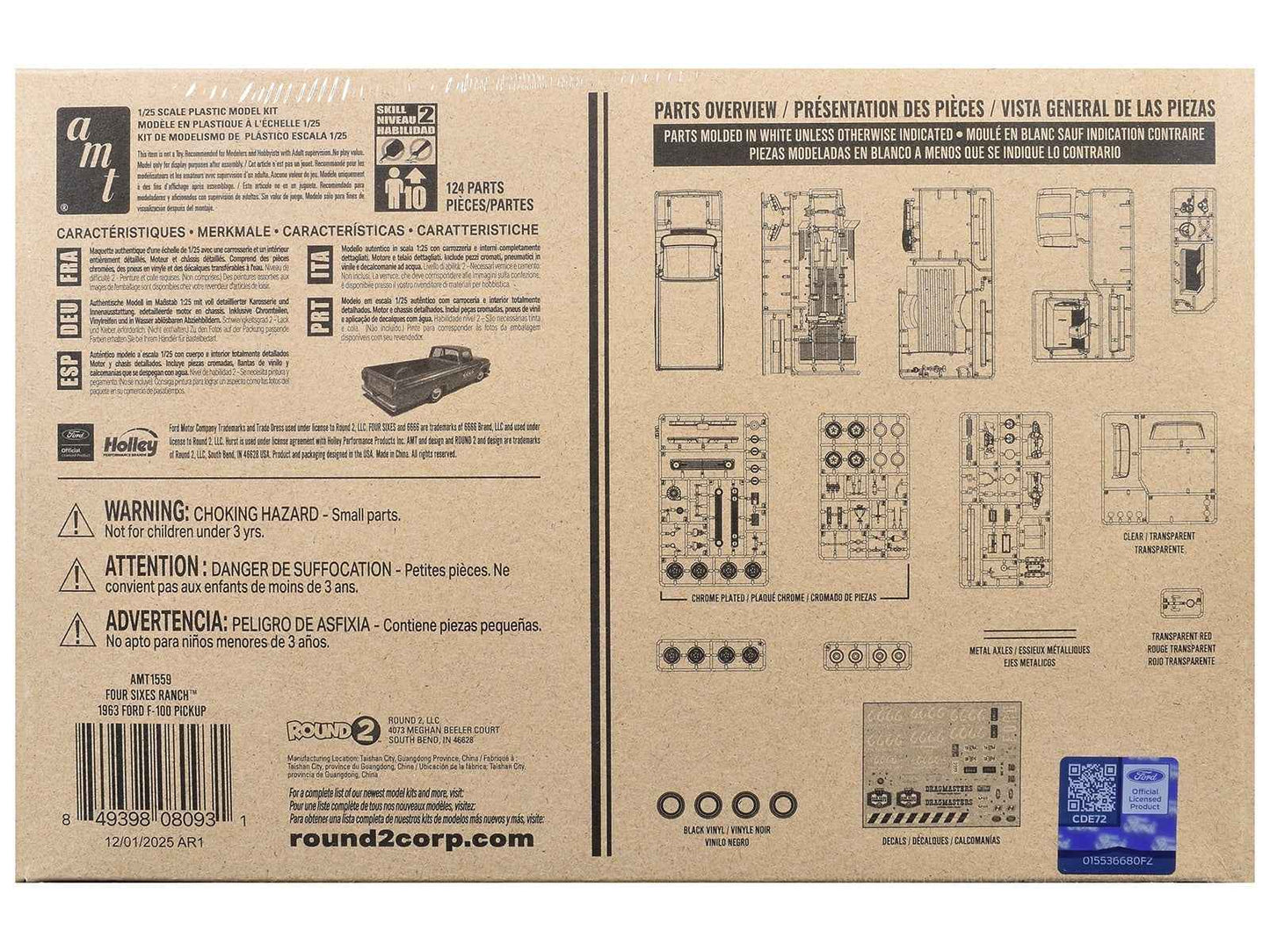 Skill 2 Model Kit 1963 Ford F-100 Pickup Truck "Four Sixes Ranch" 3-in-1 Kit 1/25 Scale Model by AMT