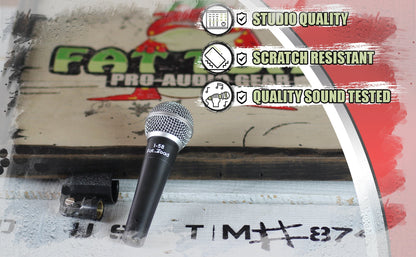 Cardioid Dynamic Microphone with Mic Clip by FAT TOAD - Vocal Handheld, Unidirectional Mic - Singing Wired Microphone for Music Stage Performances by GeekStands.com