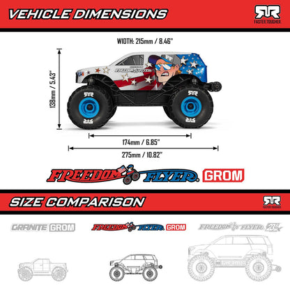 Arrma ARA2130FF 1/16 FREEDOM FLYER GROM 4X4 RTR Brushed Monster Truck, White