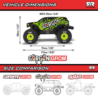 ARRMA 2130T1 [YELLOW] Gorgon Grom 4x4 1/16 Scale RTR Brushed Monster Truck