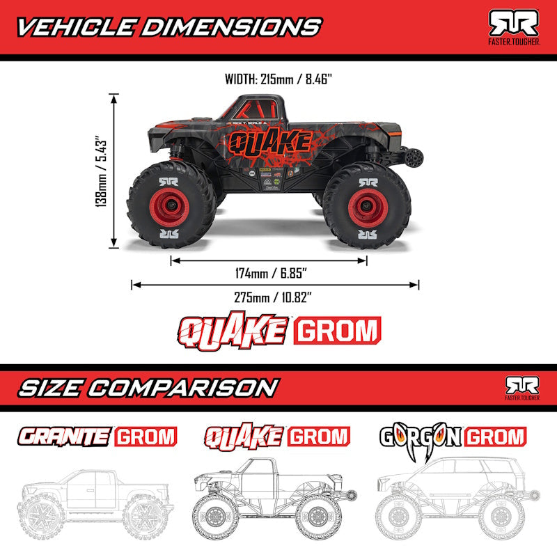 ARRMA 2137T3 [PURPLE] Quake Grom 4x4 1/16 Scale RTR Brushed Monster Truck