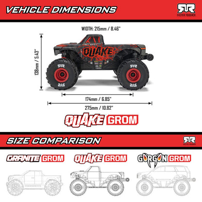 ARRMA 2137T3 [PURPLE] Quake Grom 4x4 1/16 Scale RTR Brushed Monster Truck