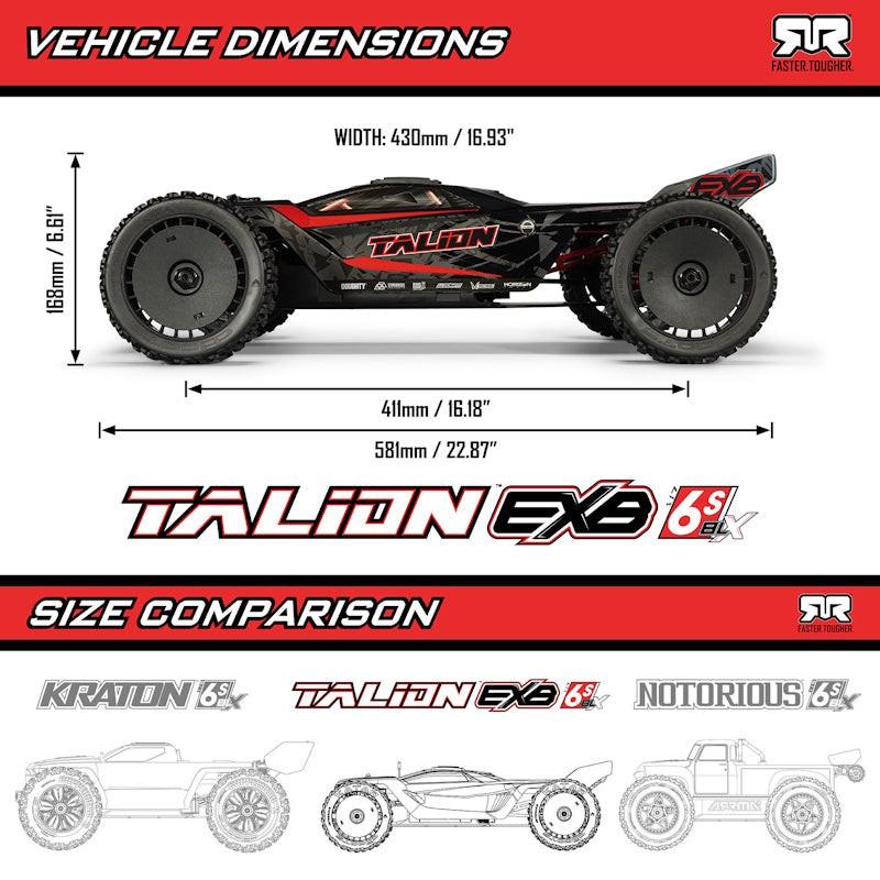 Arrma ARA7707V6T1 1/7 TALION 4X4 6S EXB BLX Brushless V6 Speed Truck RTR (BLACK)