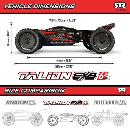 Arrma ARA7707V6T1 1/7 TALION 4X4 6S EXB BLX Brushless V6 Speed Truck RTR (BLACK)