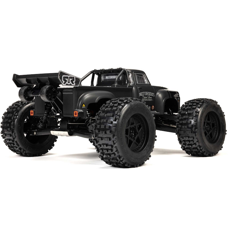 ARRMA - ARA8611V6T2 1/8 NOTORIOUS 6S V6 4X4 BLX Brushless Stunt Truck RTR, Black