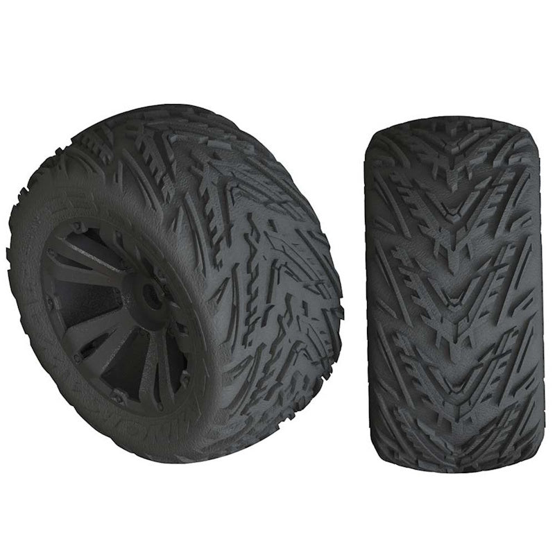 Arrma 1/10 dBoots Minokawa LP Front/Rear 3.8 Pre-Mounted Tires, 17mm Hex (2): 4S