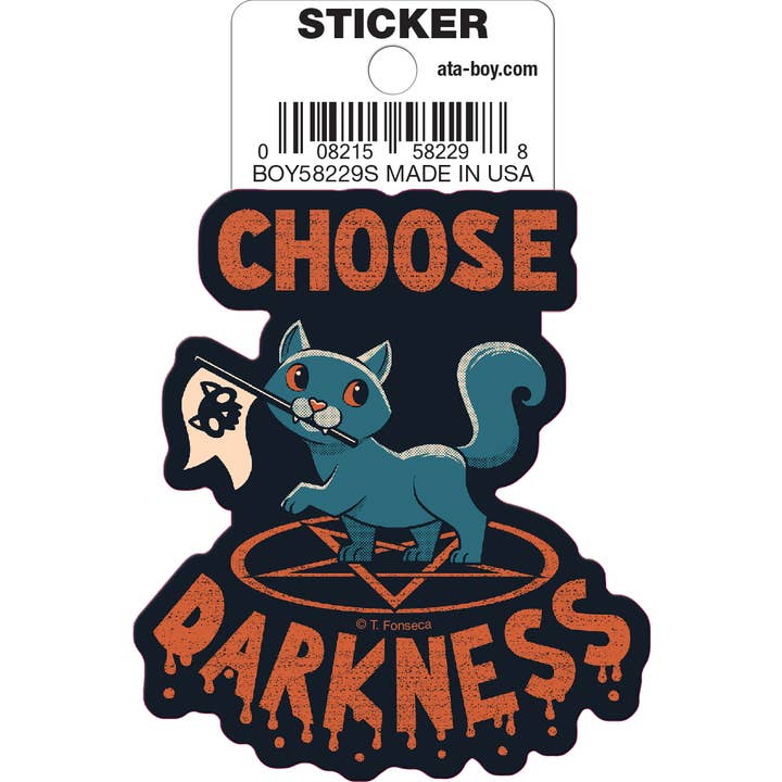Tobe Fonseca: Choose Darkness Cat Die Cut Vinyl Sticker - 3"
