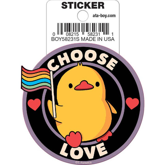 Tobe Fonseca: Choose Love Pride Duck Die Cut Vinyl Sticker - 3"