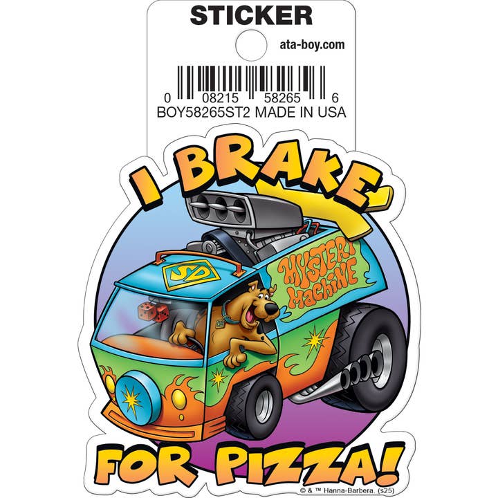 Ata-Boy Stickers: Die Cut Vinyl Sticker - 3" - Scooby Doo - I Break For Pizza