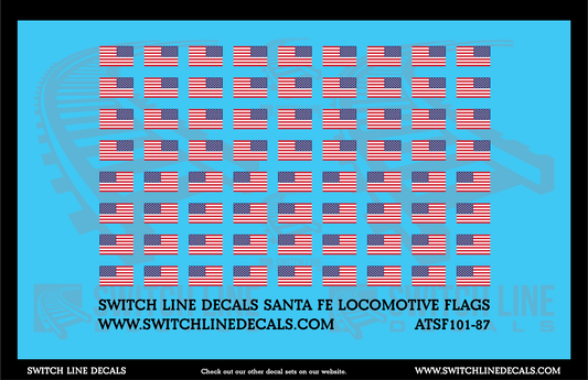 HO Scale Santa Fe Locomotive Flags Decal Set