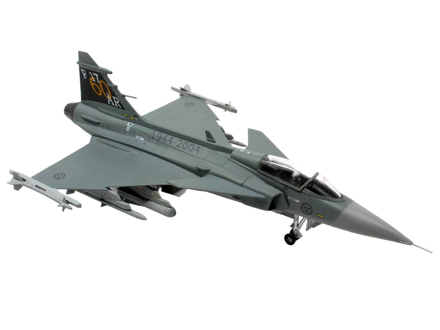 Saab JAS 39A Gripen Fighter Aircraft "17 Wing 60th Anniversary Livery Ronneby Air Show" (2004) Swedish Air Force 1/72 Diecast Model Airplane by Aviation 72