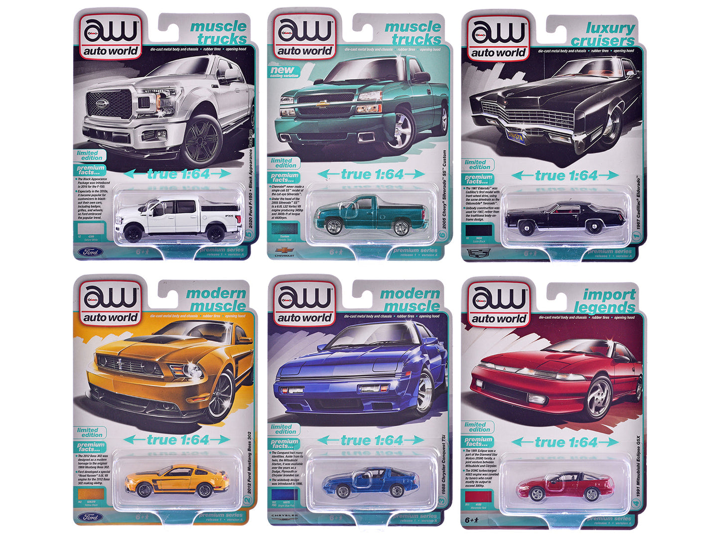 Auto World Premium 2025 Release 1 Set A of 6 pieces 1/64 Diecast Model Cars by Auto World  free shipping USA