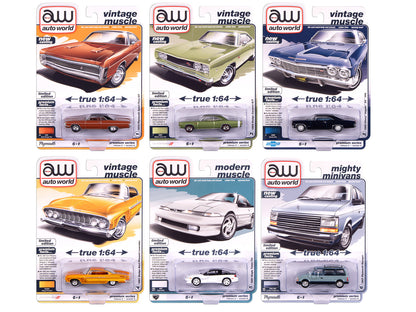 Auto World Premium 2025 Release 2 Set A of 6 pieces 1/64 Diecast Model Cars by Auto World  free shipping USA