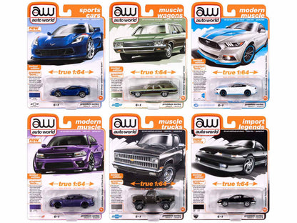 Auto World Premium 2024 Set B of 6 pieces Release 3 1/64 Diecast Model Cars by Auto World  free shipping USA